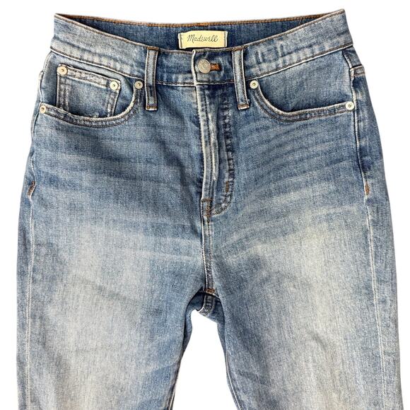 Madewell Blue Distressed Raw Hem Light Wash Stretch Perfect Vintage Jeans sz 26 - Picture 10 of 11
